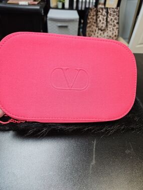 Valentino Red Embossed V Cosmetic Pouch